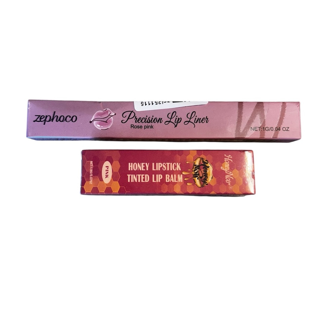 New Honey Noir Tinted Lip Balm & Zephoco Precision Lip Liner Set – Rose Pink